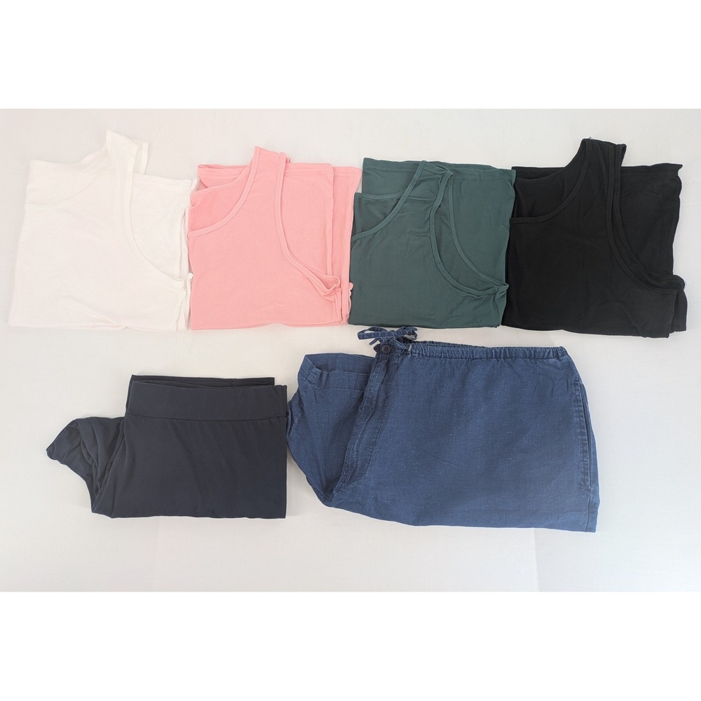 Womens Plus Lot 4XL 26/28 Linen Shorts Capri Leggings Tank Tops Pink Green Black
